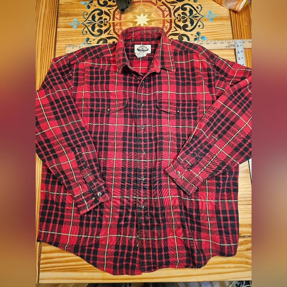 Eddie Bauer Red and Black Plaid Men's Shirt